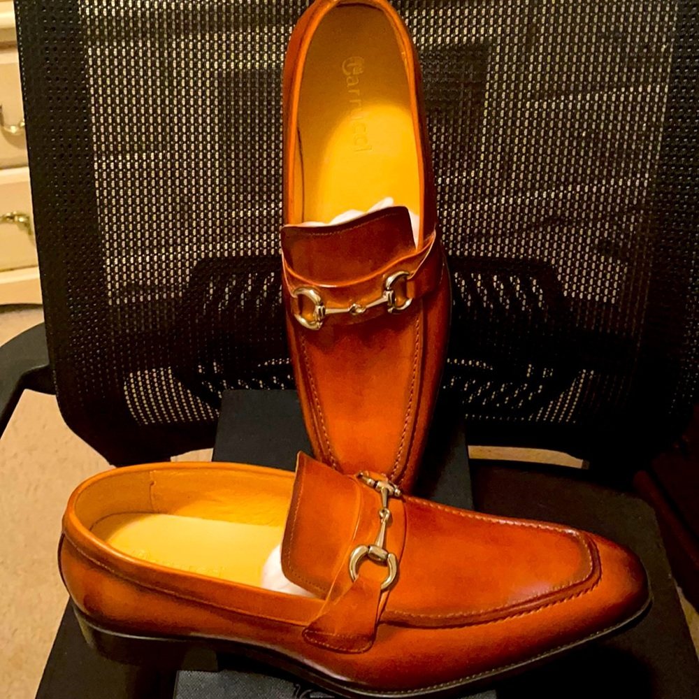Burnished Calfskin Slip on Loafer -COGNAC